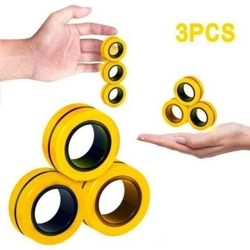 PIMPIMSKY Jouets Magnétiques de Décompression Hand Spinner Fingears Anneaux Anti-Stress Anneau De Doigt Jouets De Décom-yellow
