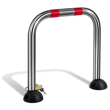 Barriére de parking *premium*arceau, a cadenas, rabattable 2 pieds, Fixation par Etriers a sceller