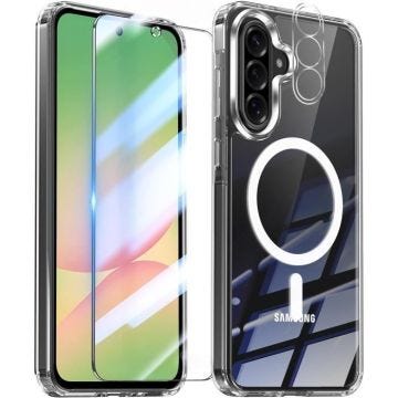 Coque Silicone - Little Boutik - Samsung Galaxy A56 - Compatible Magsafe - Verre Trempé - Transparent
