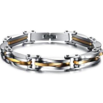 Hommes Doré et Argenté Titane Acier Bracelet Manchette Chaîne Lien Cadeau