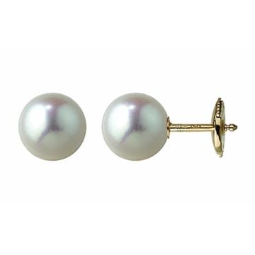Boucles d'oreilles femme - BRILLAXIS - Boucles d'oreilles perles de culture or 18 carats 7/7,5mm - Couleur de la matière:Jaune