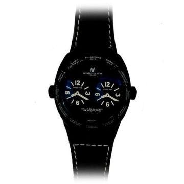 Montre Unisexe Montres de Luxe 09BK-3001 (40 mm) - Quartz - Alphanumérique - Adulte - Noir - Cuir - Mixte