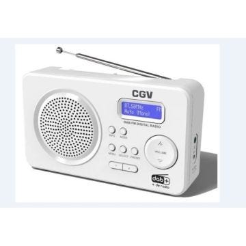 Radio portative DAB - CGV DR5+ - Blanc - Ultra compact - Fonctionne sur secteur ou sur pile