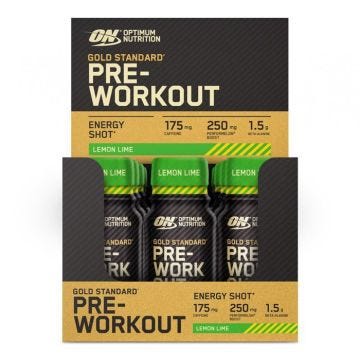 Pre-workout en shot Optimum Nutrition - Gold Standard Pre-Workout Shot - Lemon Lime Pack de 12