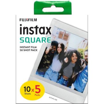 Papier photo pour photo instantane Instax - 70100147085 - Film carre, Bordure Blanc, 50 Unite