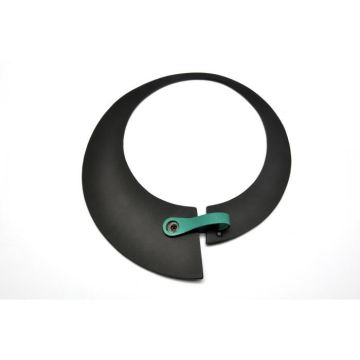Collier cuir LARGE asymétrique - Ceraselle - Noir - Femme - avec bouton pression