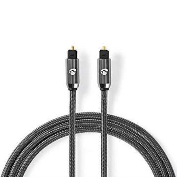 Câble Audio numérique - toslink mâle vers toslink mâle - Gris métal - câble tressé