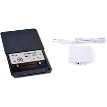 Kit Préamplificateur d’Antenne TV Johansson pour TNT HD avec Filtre 5G-LTE Actif Et avec Alimentation. Kit Pré-Amplificateur A108