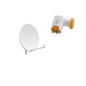 PACK PARABOLE SATELLITE ACIER 65 CM + LNB QUAD GOLDEN MEDIA 0,1DB COMPATIBLE CANAL HD ME