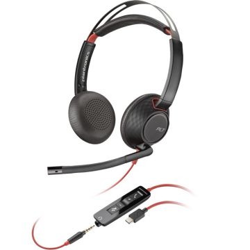 HP Poly Blackwire 5220 Stereo USB-C Headset +3.5mm Plug +USB-C/A Adapter