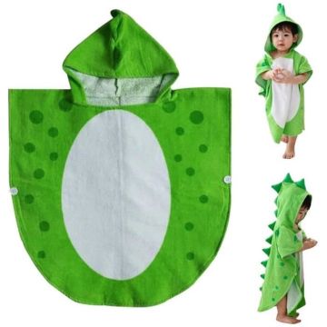 Serviette de bain pour enfants, serviette de bébé à capuche dinosaure, peignoir de bain plage poncho de natation pour garçons Vert