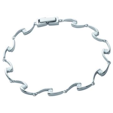 Bracelet femme - BRILLAXIS - Bracelet Brillaxis articulé empierré argent - Couleur de la matière:Blanc Taille/Longueur:18 cm