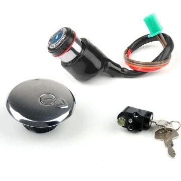 kit neiman contacteur cle serrure bouchon essence pour moto suzuki 125 gn 4 fils