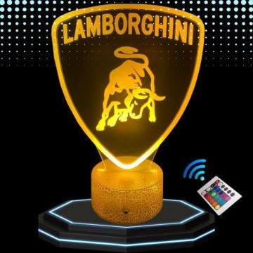 Lampe de Chevet 3D LED Voiture Lamborghini, Veilleuse changement de Couleurs, Lampe Tactile Bureau et Chambre, idée Cadeau