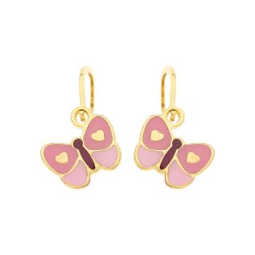 Toutes les boucles d'oreilles enfant - BRILLAXIS - Boucles d'oreilles brisures papillons rose or jaune - Couleur de la matière:Jaun