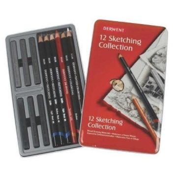 Derwent Sketching Crayons d'esquisse Boîte métal de 12 (Import Royaume Uni)