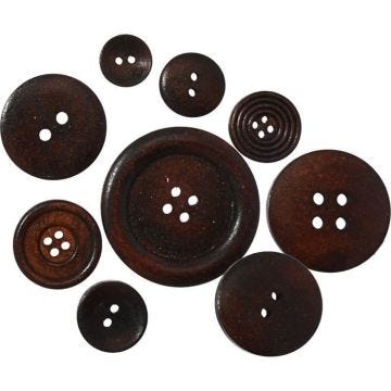 Boutons bois - Foncé - 200 g - MegaCrea