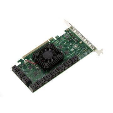 Carte PCI Express PCIe 3.0 x16 avec 20 ports pour disques durs SATA 6G. Chipset ASM1812 et ASM1064.