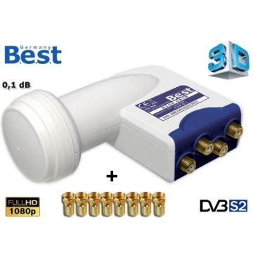 LNB Quad 0,1 dB Best Germany HG404 Universel HD 3D