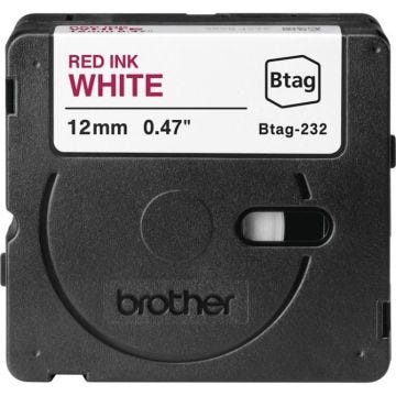 Ruban adhésif - BROTHER - BTAG232 - Rouge sur blanc - 12 mm - Non laminé