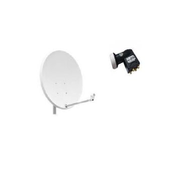 PACK PARABOLE SATELLITE ACIER 65 CM + LNB QUAD BEST GERMANY UNIVERSEL 0,1DB COMPATIBLE CANAL HD ME