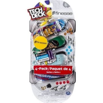 Finger Skate - Tech Deck - Pack 4 Fingers Skates - 6028815 - Authentique Planches à roulettes à customiser 96 mm - Modèle aléatoire