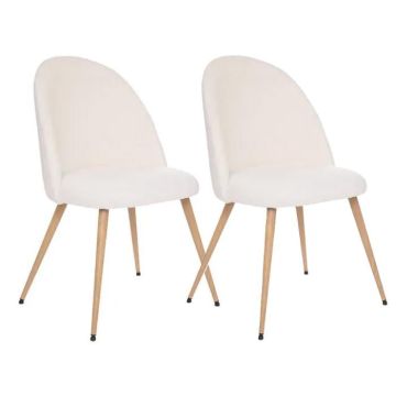 Lot de 2 Chaises bouclette Slano blanc Atmosphera - Blanc
