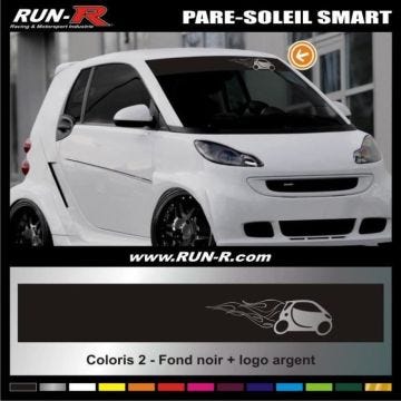 1 pare-soleil SMART 110 cm - Fond NOIR logo ARGENT