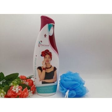 Lait clarifiant et éclaircissant Precious Perfect 500ml éponge exfoliant offerte, couleur aléatoire