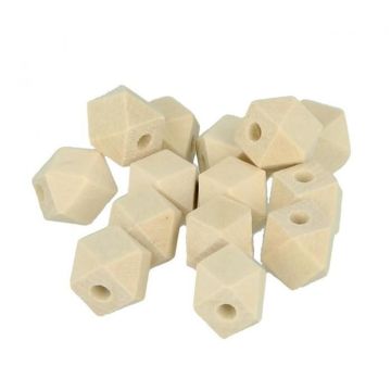 Perles en bois - ARTEMIO - Polygone 12x16mm - Marron - Lot de 14 pièces - Personnalisables