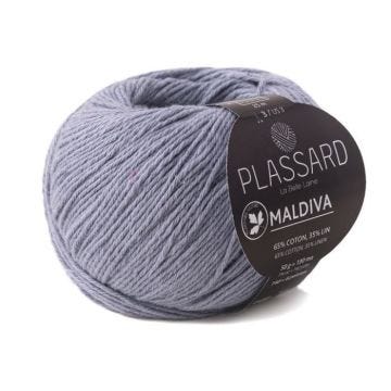 Fil crochet et tricot d'été - PLASSARD - Maldiva - Bleu Moyen 22 - Coton et Lin - Aiguille N°3