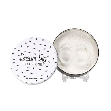 Baby Art Magic Box Round - Boîte Métal avec Kit Empreintes Mains et Pieds Bébé, Cadeau Naissance ou Baptême, Noir et Blanc