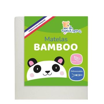Matelas Bébé Bamboo - 60x120 cm - Doux et Absorbant - Déhoussable - Sans Traitement chimique - Fabrication Française