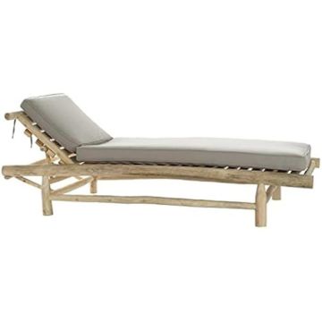 Chaise Longue - DKD Home Decor - Multicolore - Polyester et Teck - 89x211x35 cm - Extérieur