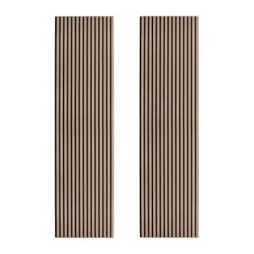 2 x Panneaux Lattes Acoustiques Muraux Noyer Clair Placage Décoratif 240cm/60cm