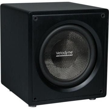 Caisson de basses clos avec châssis en MDF renforcé, amplification de classe D, cache en tissu amovible.