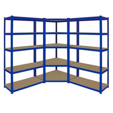 1 Rayonnage d'Angle T-Rax Bleu et 2 Rayonnage T-Rax Bleu 90cm x 45cmx 180cm