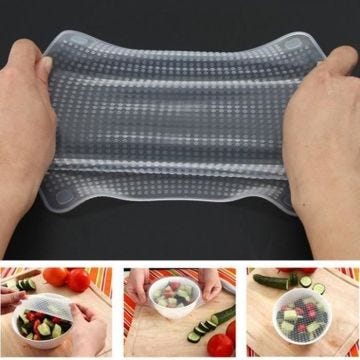 4pcs réutilisable en silicone alimentaire Saran Wrap Cover Seal