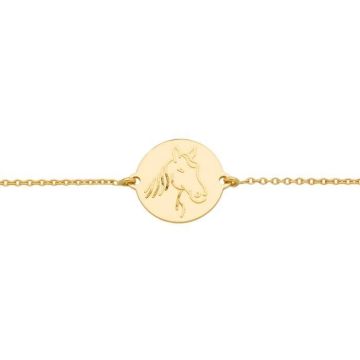 Bracelet enfant - Brillaxis - Bracelet or jaune médaille tête de cheval - Couleur de la matière:Jaune