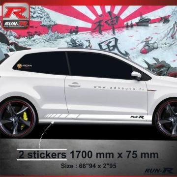 009B Sticker bas de caisse RACING pour VOLKSWAGEN POLO 6R - Aufkleber adesivi - Blanc