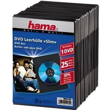 HAMA 51182 Lot de 25 Boitiers DVD Slim - Noir