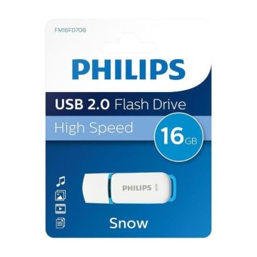 SHOP-STORY - FM16FD70B : Clé USB Philipps 2.0 16 Go Snow Edition Bleu
