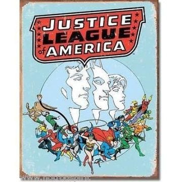 Plaque publicitaire - Comics 75 - Superman Batman Wonder Woman - Métal - 42x31cm