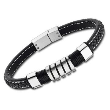 Bracelet homme - Lotus - Bracelet homme Lotus acier cuir noir - Couleur de la matière:Noir