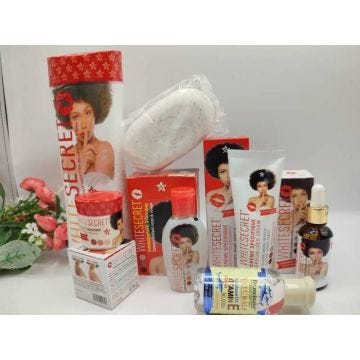white secrete Lait 300ml, serum, l'huile, ceme tube, savon creme visage et vitamine E