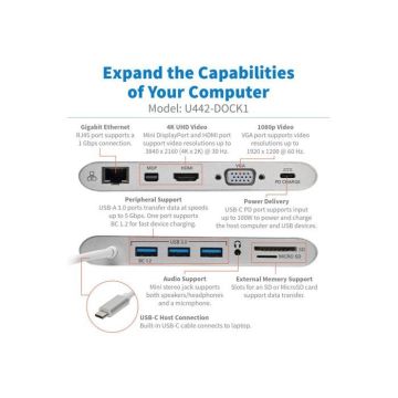 Station d'accueil - Tripp Lite - USB 3.1 Gen 1 - USB-C Charge - HDMI - VGA - Noir