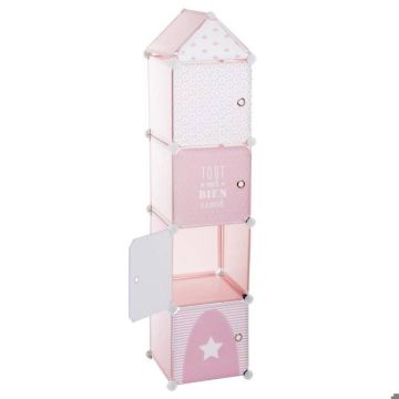 Tour de rangement colonne rose