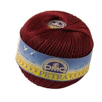 Fil DMC Petra, 100% coton, rouge foncé, Taille 8