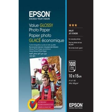 Papier photo Epson Value Jet d'encre Imprimer - 100x150 mm - 183 g/m² - Brillant