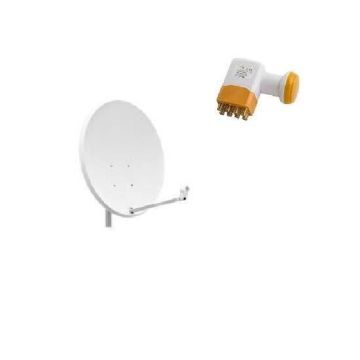 PACK PARABOLE SATELLITE ACIER 65 CM + LNB OCTO GOLDEN MEDIA 0,1DB COMPATIBLE CANAL HD ME